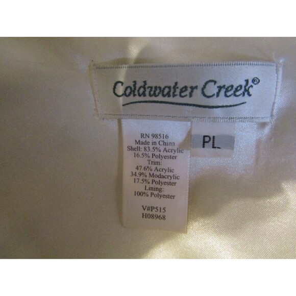 Vtg 80s Coldwater Creek Coat Snow Leopard Faux Fur Oversized Jacket Toggles PL - Picture 8 of 8